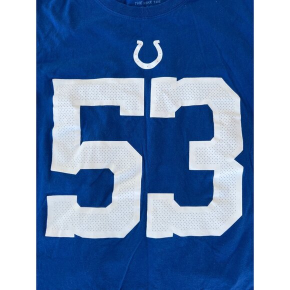 Nike Colts Leonard #53 Tee Shirt Mens Size G Blue Cotton Sportswear J3 - Picture 2 of 6